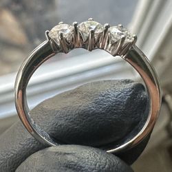 14kt solid white gold band ring ALL NATURAL STONES