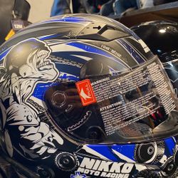 Motorcycle Helmet New Blue Dot $80