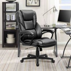 ✌️ Furmax Office Executive Chair High Back Adjustable Managerial Home Desk Chair, Swivel Computer PU Leather Chair with Lumbar Support (Black) 