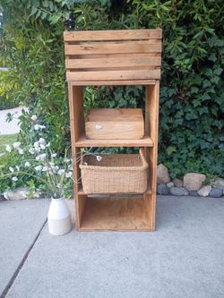 Small Rustic Storage Shelves Wooden Create - Basket - Letter Holder 17" W 17" D X 32" T