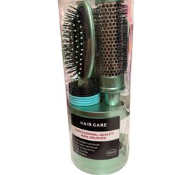 12 PIECE HAIR CARE SET / METALLIC TEAL GREEN / 2 BRUSHES / MIRROR / ORGANIZER.