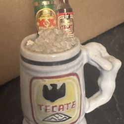 Tecate Beer Pottery Clay Glaze Mug Bottles (2)