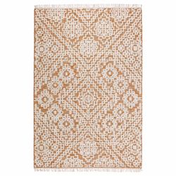 IKEA- BEFODRAN Rug, White and Tan Geometric Pattern