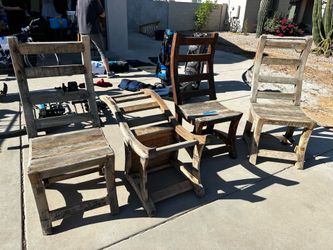 4 Handmade Rustic Wooden Patio Chairs