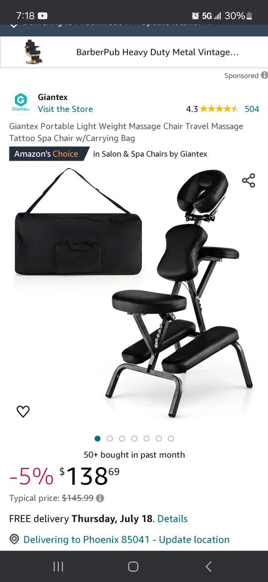Giantess Portable Light Weight Massage Chair