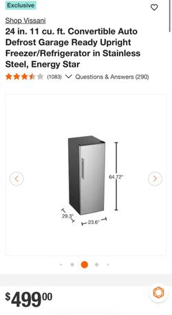 11cu ft Vissani convertible freezer fridge