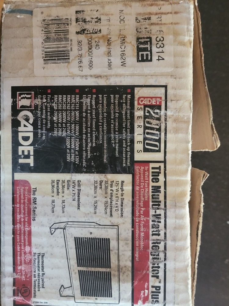Cadet Heater-New Never Used In Box