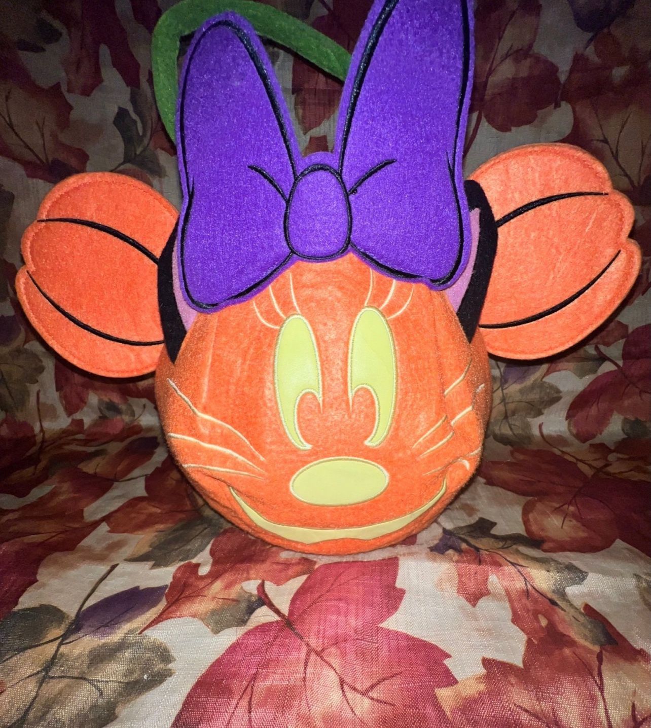 Disney Park Store Minnie Mouse Felt Halloween Bucket Candy Bag Pumpkin Halloween Costume 