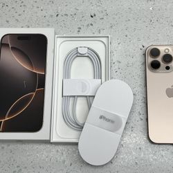 Apple iPhone 16 Pro 256gb Carrier Unlocked Desert Titanium w/ Box 100% Battery