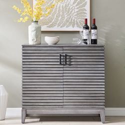 Grey Wood Buffet Cabinet with Storage, 36" W Accent Cabinet with 2 Doors and 2 Shelves-FARATI