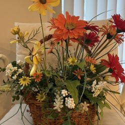 Beautiful Faux Floral Basket Arrangement 