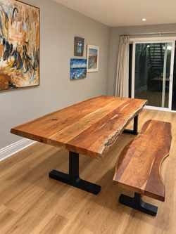 Jerome’s Live-Edge Wood Dining Table & Matching Bench