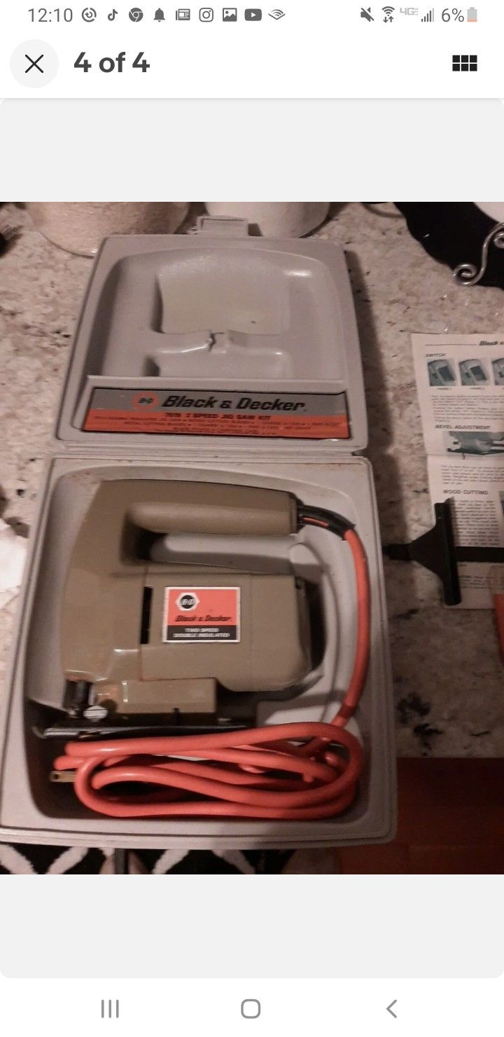 Black & Decker 7519 2-Speed Jig Saw Power Tool Rip Fence & Carrying Case