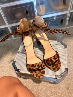 Leopard Print Block Heel Sandals