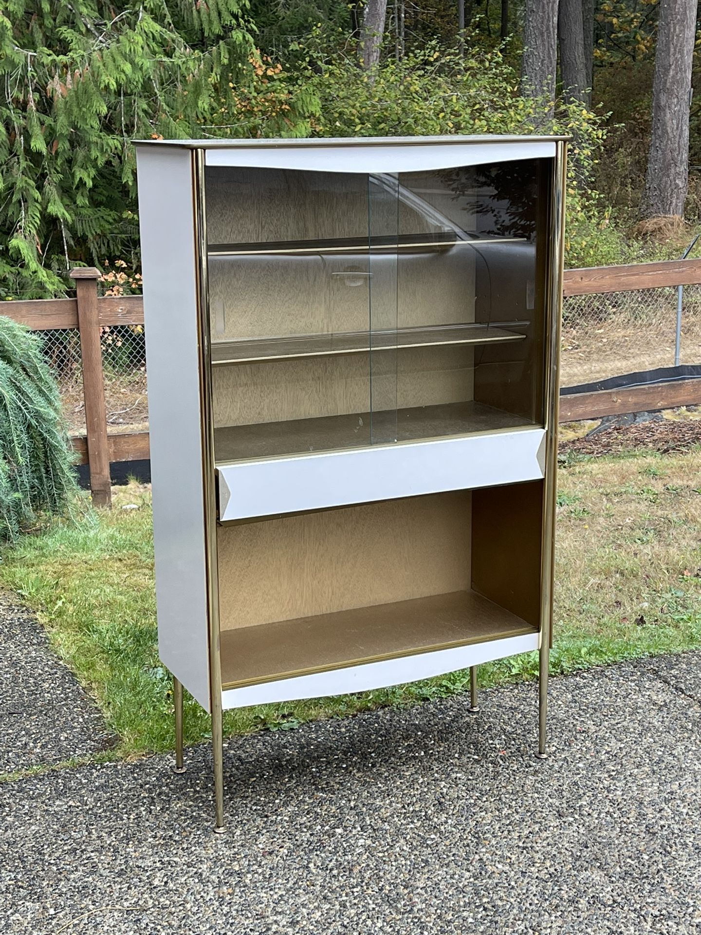 Vintage Mid-Century Modern Industrial Bookcase Display Cabinet