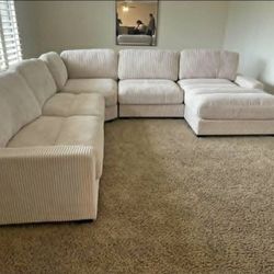 BRAND NEW BEIGE SECTIONAL CORDUROY SAME DAY DELIVERY 