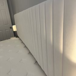 White Modern Bed frame With Mattress (no Box Spring Needed) 