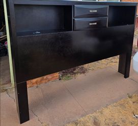 Black storage king size headboard with drawers