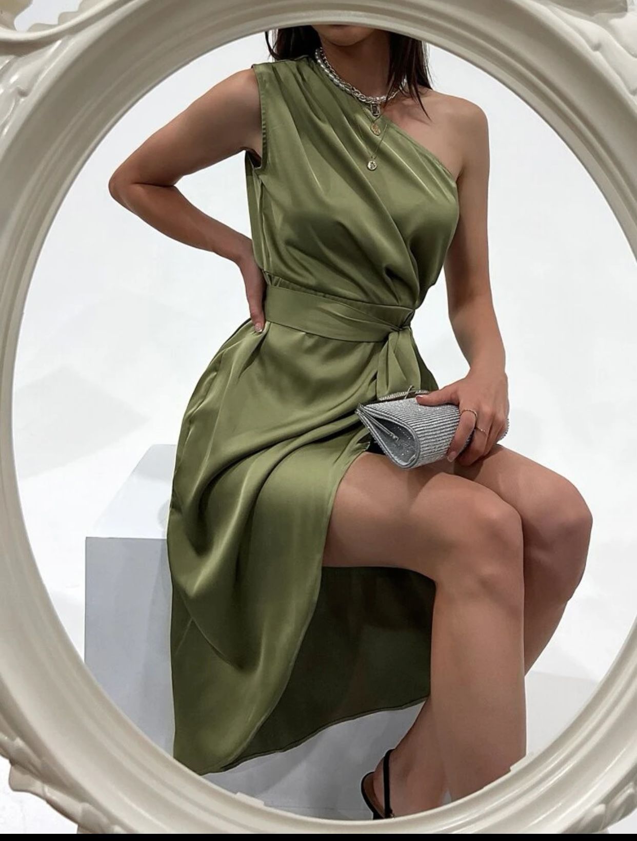 Green Satin Dress