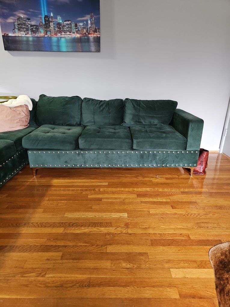 Velvet Forest Green 3 seater