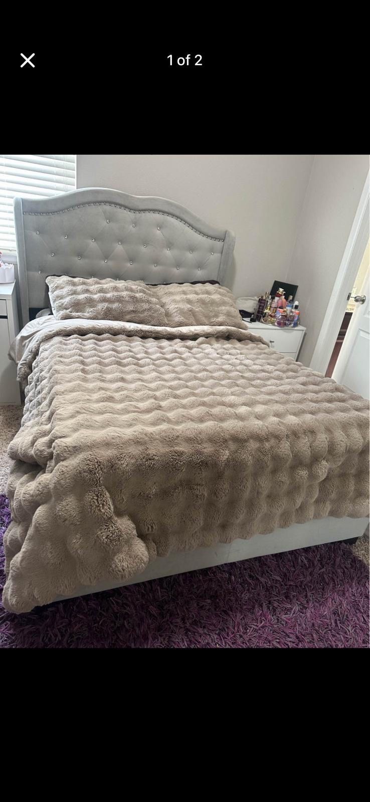 Bed frame and small mirror