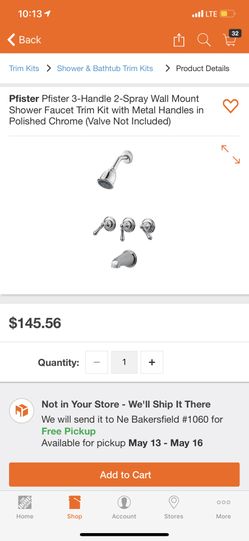 Pfister 3- Handle 2- Spray Wall Mount Shower Faucet trim kit