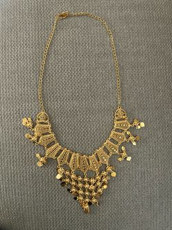 Gold-Tone Filigree Bib Statement Necklace