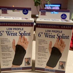 Set of (2) 6” Wrist Splints:  Small, New Never Used 