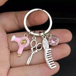 New Hairdresser/Stylist Beauty PINK With Jewel 💎 Keychain Absolutely Adorable