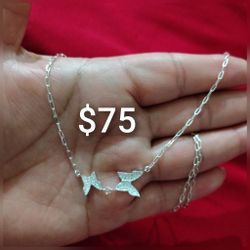925 Sterling Silver Necklace/Collar De Mariposas De Plata 925