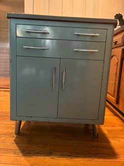 Vintage Metal Medical Office Cabinet with Chrome Handles