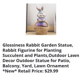 2 Rabbit Easter Figurines 