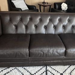 Tufted brown 3 piece living room set