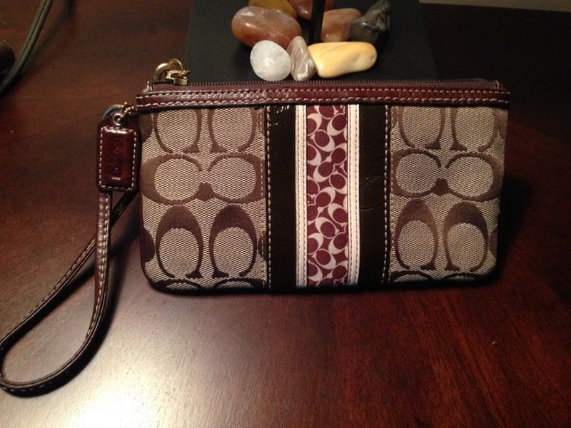 Brown Signature C Coach Wristlet