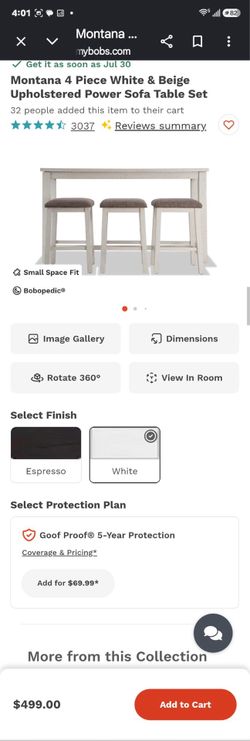 Moving sale! Montana 4 Piece White & Beige Upholstered Power Sofa Table Set