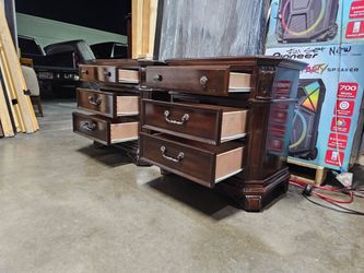 Dark Wood Dresser with Multiple Drawers