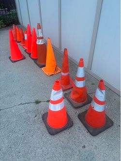 Traffic safety cones x9 large, x4 small for $6.00 each