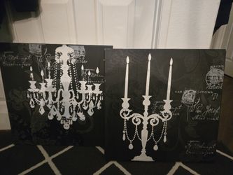 2 Black Canvas chandelier Picture