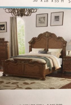 5pc set queen bed new in box matress set not included