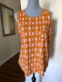 100% cotton Orange and Pink Ikat Print Sleeveless Top