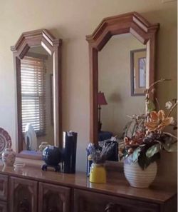 Pair of Wood Framed Vintage Wall Mirrors
