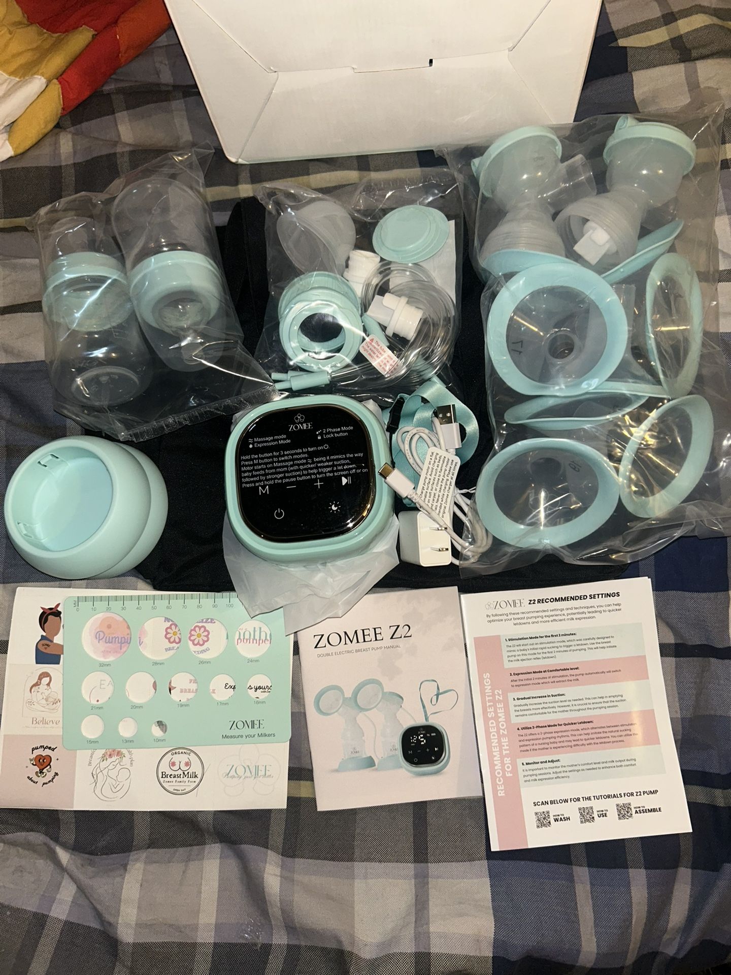 Zomee Z2 Electric Double Breast Pump With Travel Tote 