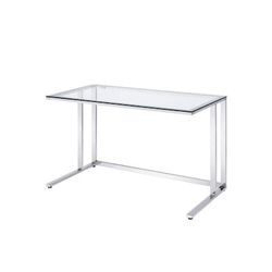 Glass Top Desk with Chrome Frame