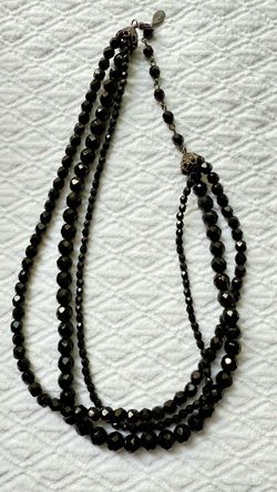 Vintage Black and White Seed Bead Necklace Handmade With Traditional Robert Rose