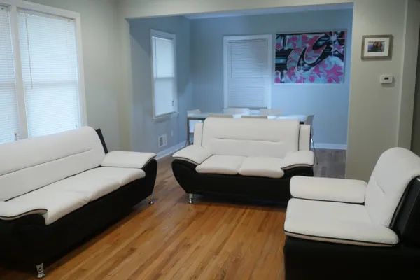 New White and Black 3pc Sofa Loveseat and Chair
