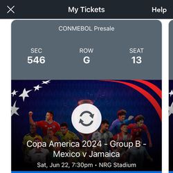 2 Tickets For mexico 🇲🇽 Vs Jamaica 🇯🇲 Game (Copa America) 
