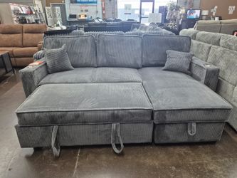 Reversible Corduroy Sectional with pullout bed