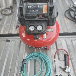 150 Psi Compressor, 25' 1/4 Hose, And Tire Gauge