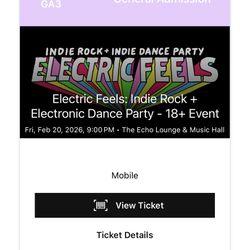 ELECTRIC FEELS TICKET