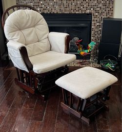 Wood Glider Rocking Chair with Ottoman